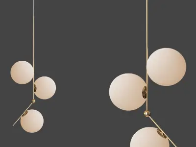 Sphere collection pendant light in brass with glass balls 3D model