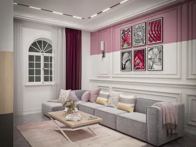 living room interior scene 3D model 3