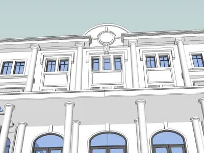 Library building with balconies and porches 3D model