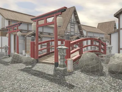 Japanese Architecture Low-poly 3D model