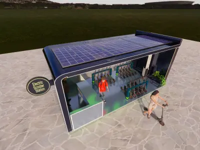 Scooter Rental Area skp 3D model