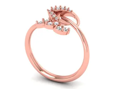 Solitaire Wedding Engagement Women Light Weight Bypass Rings 3D print model