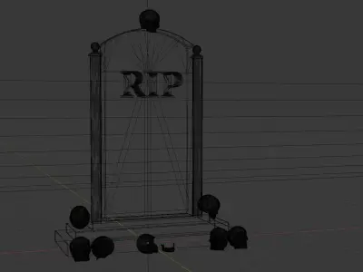 3D Tombstone with 3D skulls 3D model