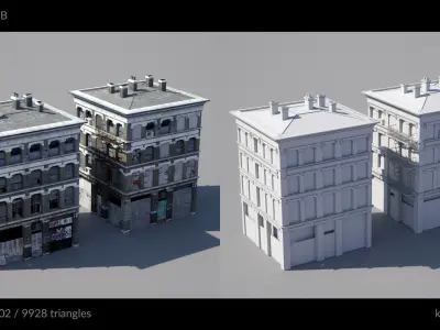 Building pack B Low-poly 3D model
