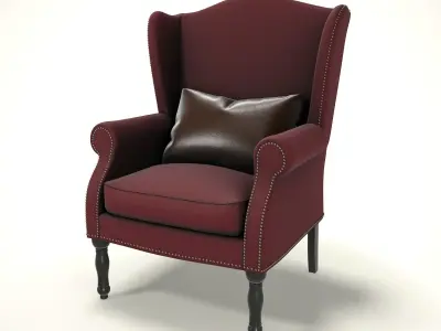 wingback chair fhouse 020 Low-poly 3D model