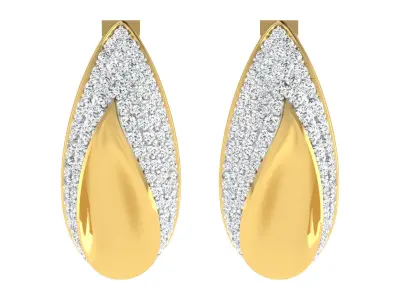 Light Weight Yellow Gold Diamond Earring EZ BI-31 3D print model