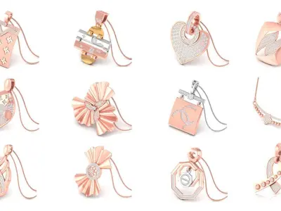 67 Cocktail Diamond Pendant Collection 3dm stl renders 3D Model 3D print model