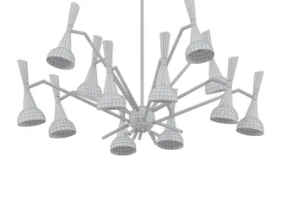 The Hallard gold chandelier with brass accents 3D model