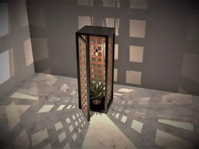PLANTER BOX WITH LIGHT Low-poly 3D model