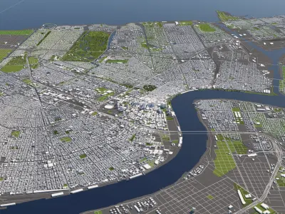 New Orleans 50x50km 3D City Map 3D model