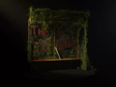 Postapocalypse Bus Stop Low-poly 3D model