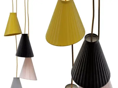 Chandelier pendant lamp with pleats 3D model