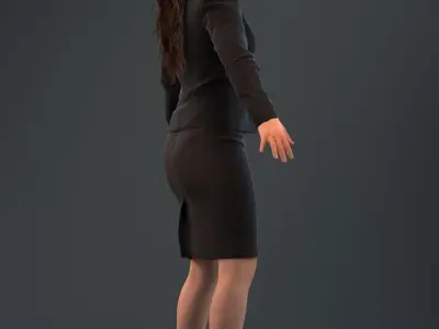 Rigged 3D woman in business attire Low-poly 3D model