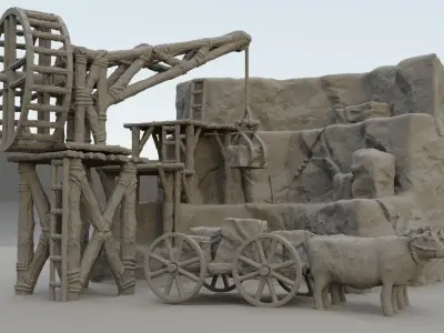 Small Stone Quarry  Tabletop Terrain 28 mm 3D print model