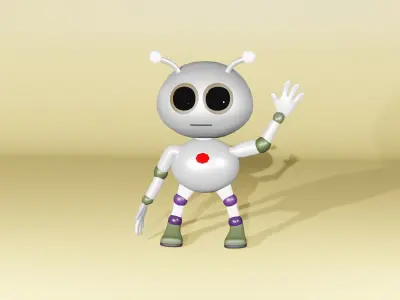 Cute Robot Cartoon Character 3D model