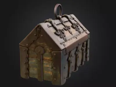 Ancient Metal Chest Low-poly 3D model