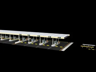 Tool gate and Road Elements low polly  Low-poly 3D model