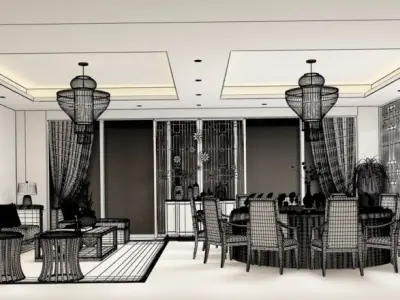 Business Restaurant - Coffee - Banquet  52 3D model