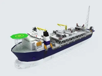 FPSO Alvheim Offshore Oil Rig Low-poly 3D model