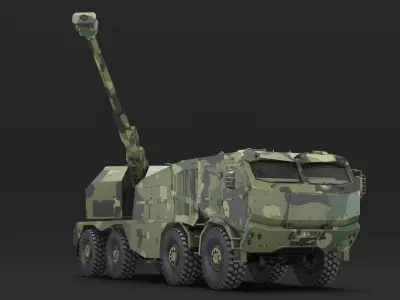  Armored Self Propelled Artillery Unit 155mm Rigged 