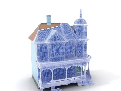 Victorian Blue House model pack Low-poly 3D model