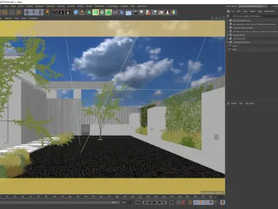 VRay - C4D Scene Files - Home exterior courtyard 3D model