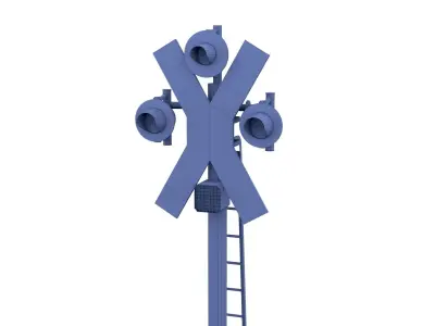 Rail Crossing Traffic Light Weathered 4 3D model