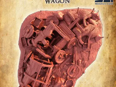 Pillaged Merchant Wagon Tabletop Terrain 28 mm 3D print model