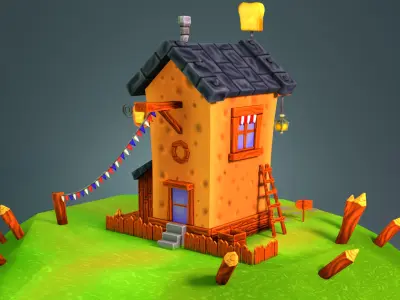 Hand Painted Stylized Bakery  Low-poly 3D model