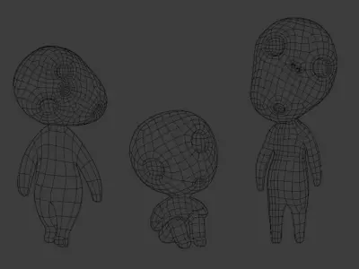 Kodamas set three figurines in grass 3D print model