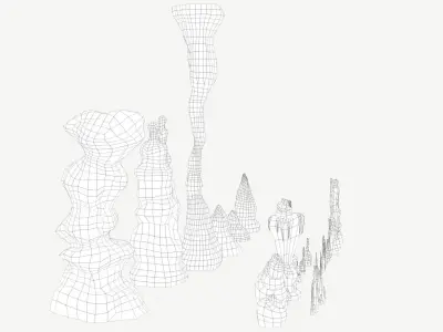 Stalagmites Set Low-poly 3D model