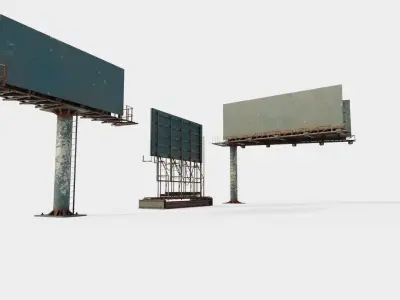 street advertisement billboard with 4k pbr game ready Low-poly 3D model