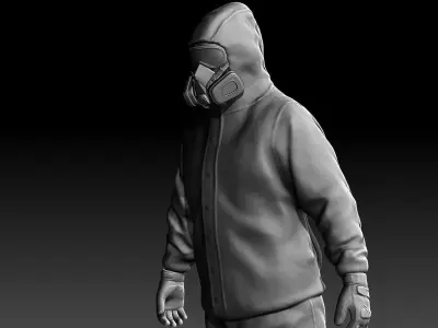 Man in Chemical Protection Suit  3D model