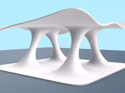 Wavy Pavilion Smooth Columns Low-poly 3D model