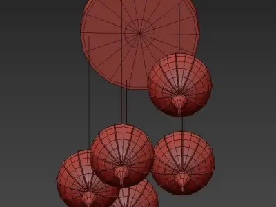 ONEIRIC pendant light with five glass balls hanging from it 3D model
