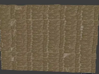 Brick Wall Old Ancient Temple Street Low-poly 3D model