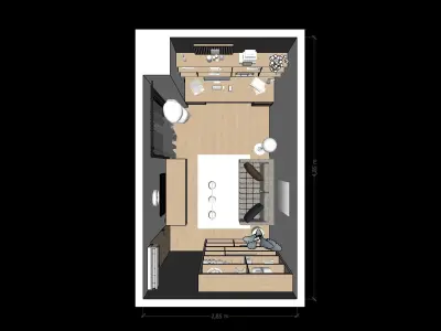 Creative Working Space - Home Office Interior Low-poly 3D model