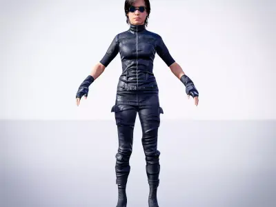 Midpoly leather suit for Metahuman in UE4 and UE5 3D model