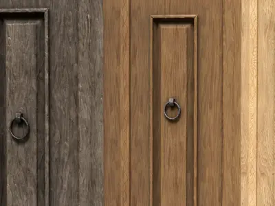 Front Wooden Double Door old dirty Free low-poly 3D model