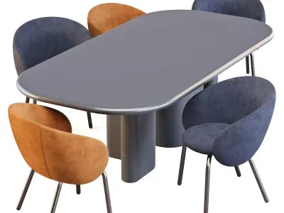 MiniForms BonBon Table and Nebula Chairs - Dining Set 01 3D model