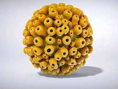 Olive-Green Tubastraea Coral Model Low-poly 3D model