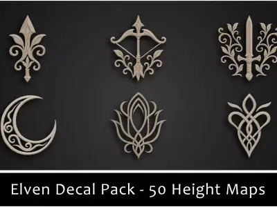 3DT Elven Ornamental Decal and Stamp Pack Low-poly 3D model