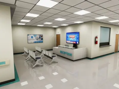 Hospital Hallway Low-poly 3D model