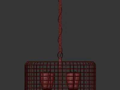 Lynden 4 gold caged pendant light with glass shades 3D model