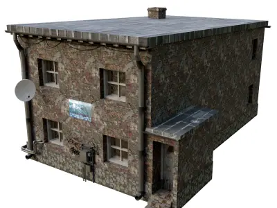 5 Buildings Pack Low-poly 3D model Low-poly 3D model