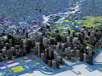 Chicago Streets Buildings Transport Sport Airports Ultimate 3D model