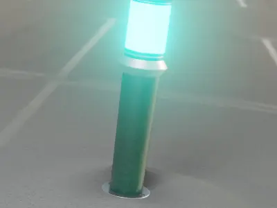 Low-Poly Moss Green Light Column 21 - Street Light Set-9 Low-poly 3D model