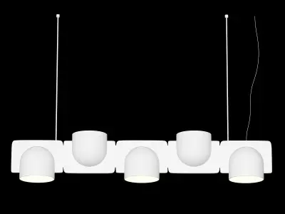 TRAIN pendant light with four balls hanging from it 3D model