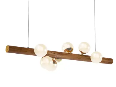 Creig wooden pendant light with five glass balls 3D model