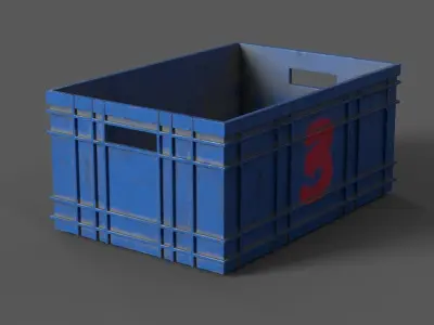 low-poly box crate with number Low-poly 3D model
